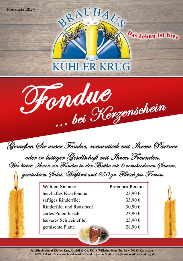 Fondue 2024 Brauhaus Kühler Krug Karlsruhe