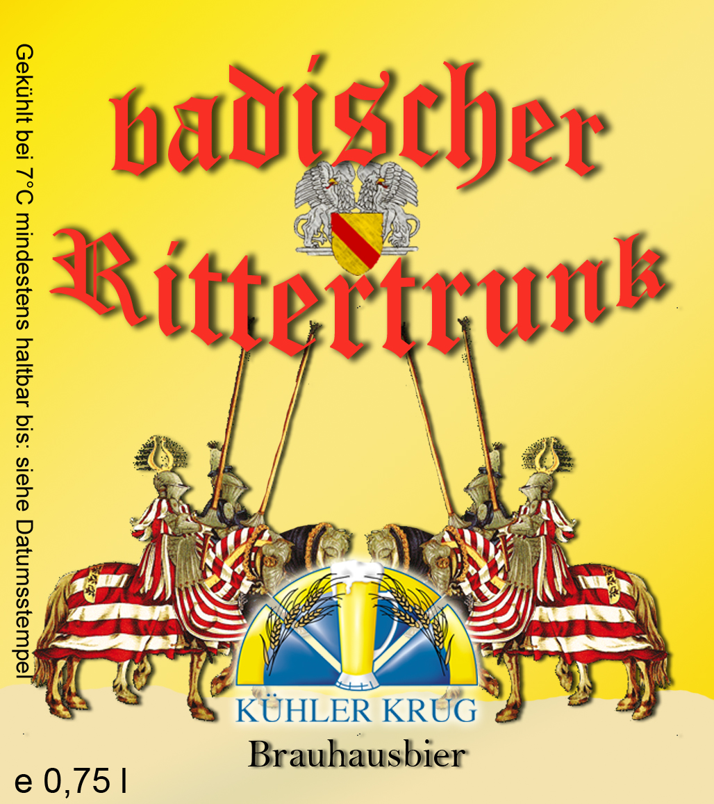 Etikett Rittertrunk Brauhaus Kühler Krug Karlsruhe